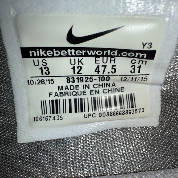 Nike LeBron James 13 Low Men's White & Gray Size US 13 Basketball Sneakers - Picture 9 of 9